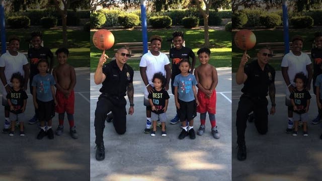 LAPD's 'Trick Shot Cop' scores on the basketball court