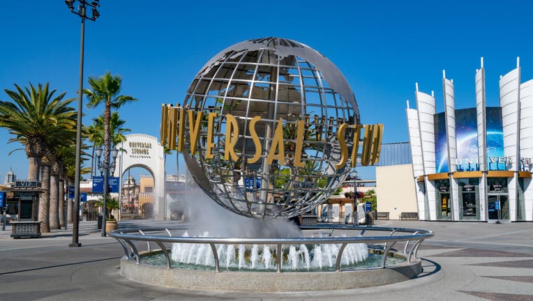 Universal Studios globe outside theme park in Universal City, California
