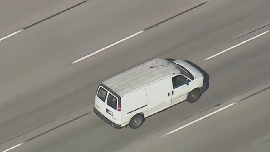 Police chase of stolen cargo van