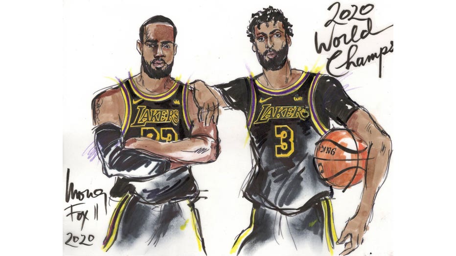 Celebrating the Lakers championship in new sketch featuring Lebron James,  Anthony Davis