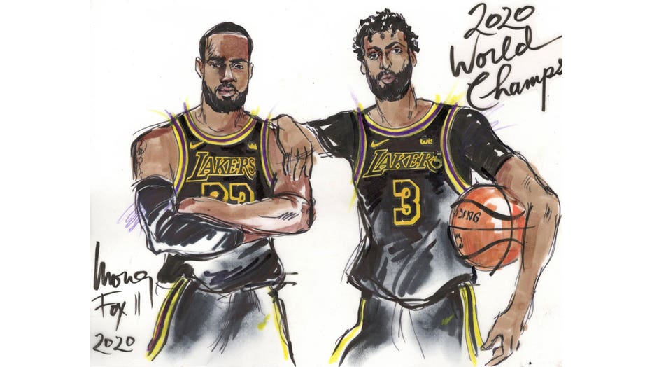 Lakers 2020 NBA Champions sketch by Mona S Edwards