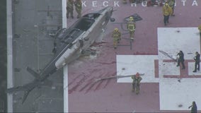 Helicopter carrying donated organ crashes on top of hospital helipad, LAFD says