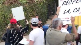 'No science, no data, no shutdown': Protest held outside LA County health director's home