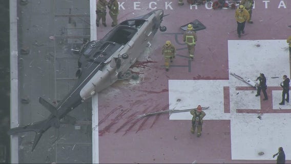 Helicopter carrying donated organ crashes on top of hospital helipad, LAFD says