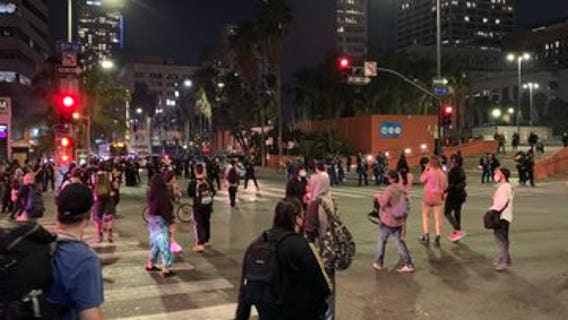 Police declared unlawful assembly at Pershing Square in Downtown Los Angeles