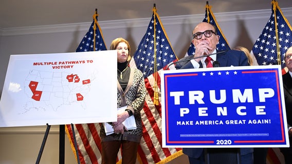 President Trump's attorney Rudy Giuliani presses election challenge case in fiery news conference