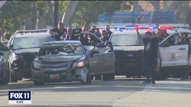 Pursuit suspect, allegedly armed with gun, in custody after brief standoff with LAPD