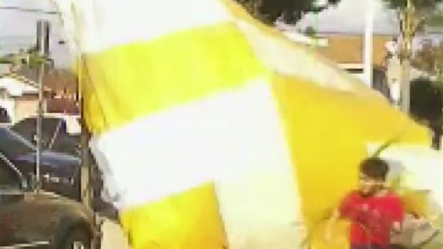 Pico Rivera boy dodges giant, flying tent in strong windy weather