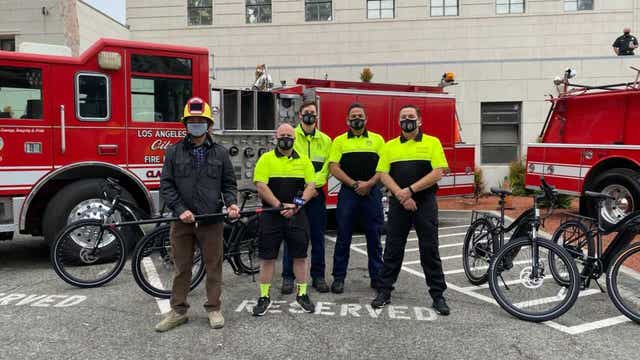 Fleet of Ebikes donated to LAFD medic teams by Aventon
