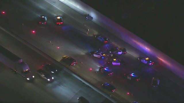 Suspect backs into officer during traffic stop on 91 Freeway in Buena Park, police say