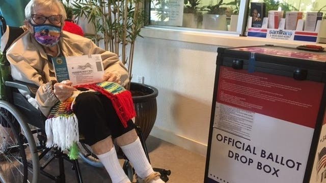 103-year-old California resident, who's never missed an election, casts her ballot