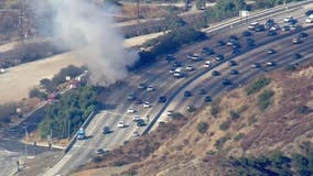 Crews quickly knockdown brush fire that sparked along 405 freeway near Getty Center