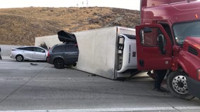 Crash involving big rig prompts closure of the southbound 5 Freeway near Castaic