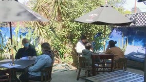 Protesters demonstrate against COVID-19 restrictions at Burbank saloon