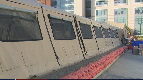Mobile field hospital under construction in Orange County to handle surge of COVID patients