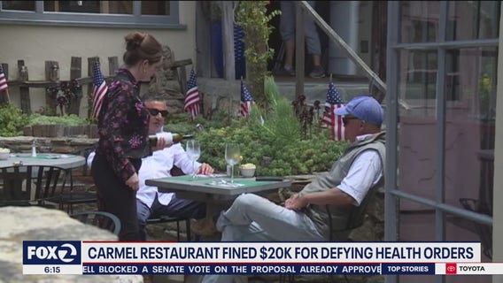 Carmel restaurant fined $20,000 for second coronavirus health code violation