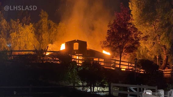 Crews respond to barn fire in Hidden Hills
