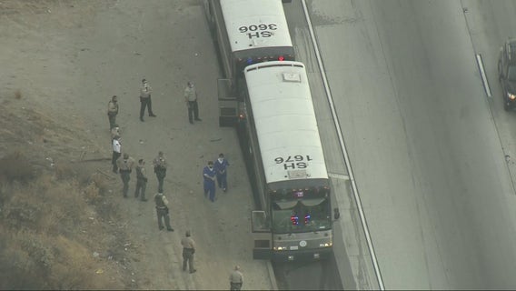 LASD bus catches fire on I-5 in Santa Clarita, no one hurt