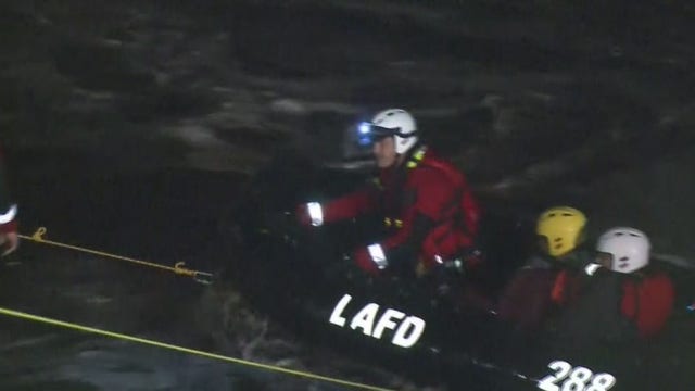 Man, woman stranded in LA River rescued as storm hits SoCal