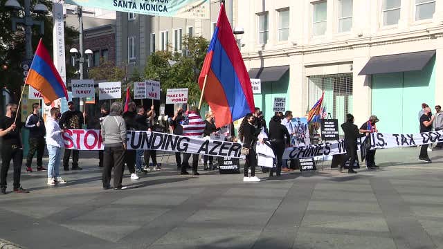 Armenian-American community holds protest to bring attention to war crimes happening in Artsakh