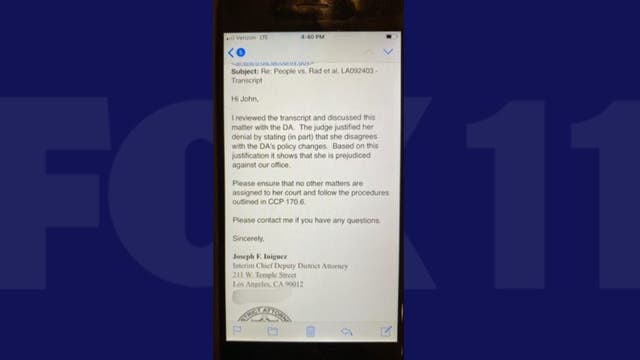 Email from Gascón's office suggests retaliation against a judge for not complying with policy changes