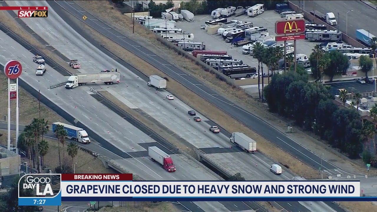 5 Freeway closed in the Grapevine due to snow, Caltrans says