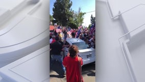 Woman charged with attempted murder for allegedly driving car into protesters in Yorba Linda