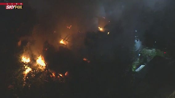 Pre-dawn fire erupts at Hollywood Hills home