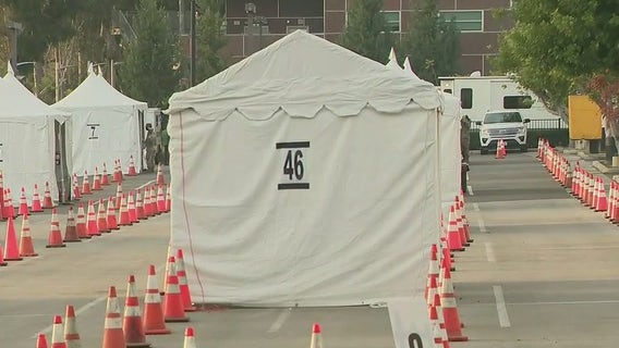 First mass vaccination site staffed by active duty service members opens at Cal State LA