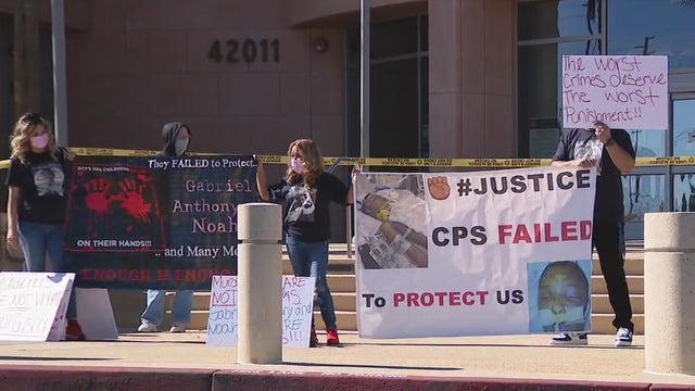 Families of crime victims protest DA George Gascón during his Lancaster visit