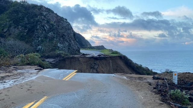 Crews work to repair washed-out scenic highway in Big Sur