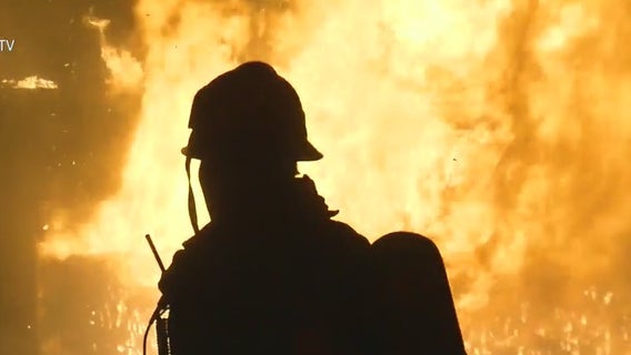 Roof collapses after massive fire erupts in South LA commercial building