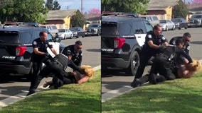 VIDEO: Police officers stop fellow officer punching handcuffed woman during arrest