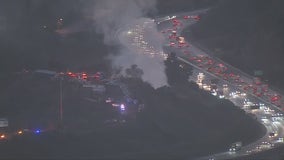 Crews battle building fire in Santa Clarita