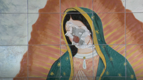 Virgin of Guadalupe mural defaced at Van Nuys church, suspect sought