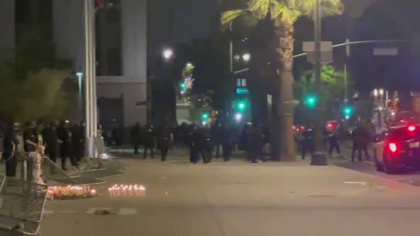 Daunte Wright protest: Crowd clears out after unlawful assembly declared in downtown Los Angeles