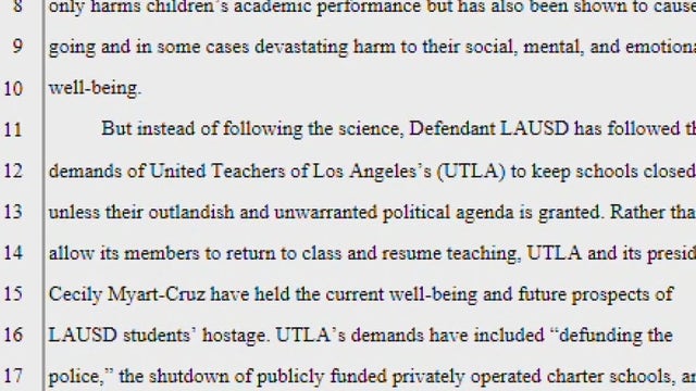 Parents file first of its kind personal injury lawsuit against UTLA, LAUSD over school closures