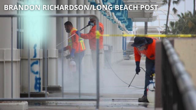 Graffiti found at Long Beach Convention Center, approved shelter site for migrant children