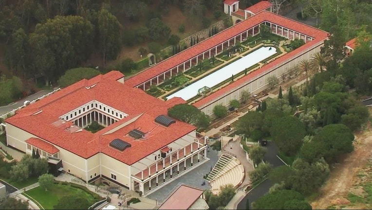 aerial photo from SkyFOX shows the Getty Villa in the Pacific Palisades