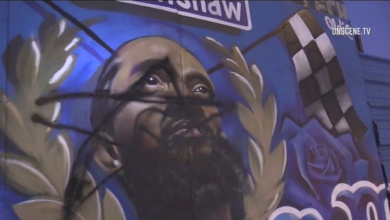 Nipsey Hussle mural vandalized in South Los Angeles