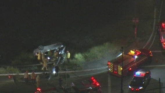 Two injured in fiery single-vehicle crash following police pursuit