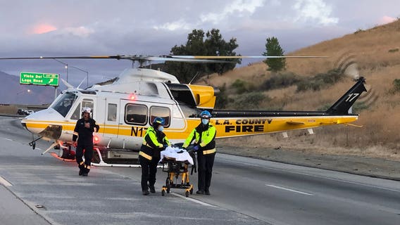 Child, adult airlifted to hospital following crash on 5 Freeway near Pyramid Lake; SigAlert issued