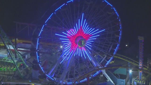 Pacific Park ferris wheel lights up with Memorial weekend salute