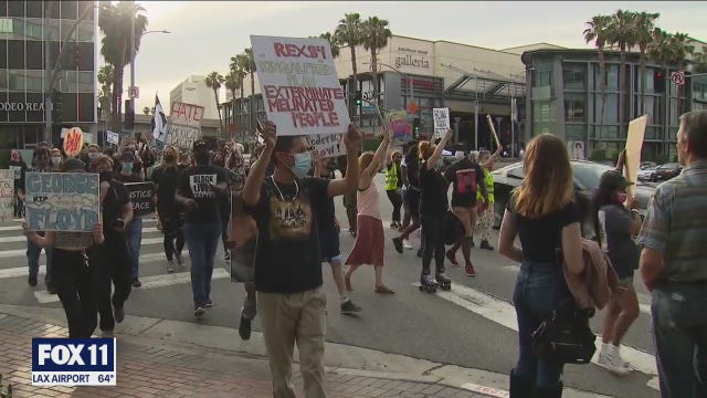 BLM protest in Sherman Oaks draws crowd for one year anniversary of George Floyd's death