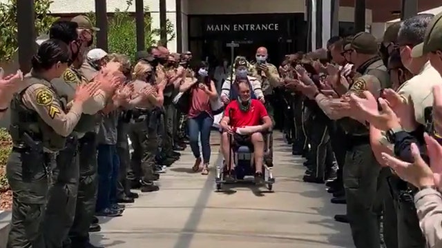 Sheriff's department cheers as motor deputy injured in crash is released from hospital