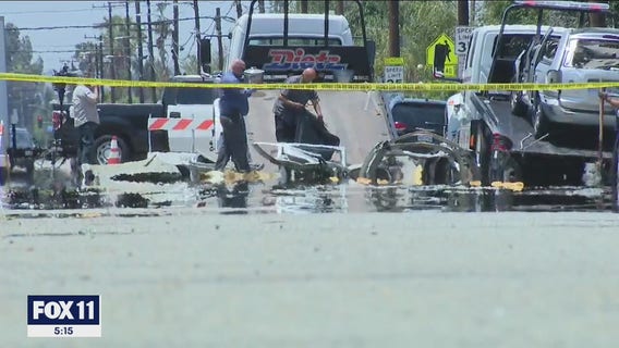 Vehicle explodes in Montclair, briefly knocking out power in area