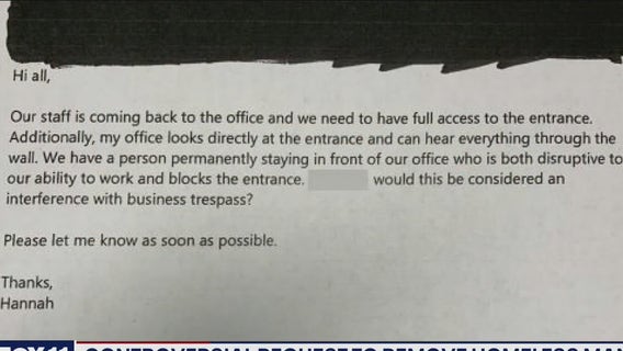 Councilman Mike Bonin's staff privately requests displacing homeless person living in front of office