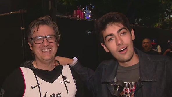 Fans celebrate Clippers' conference semis victory