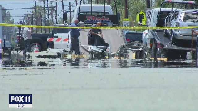 Vehicle explodes in Montclair, briefly knocking out power in area