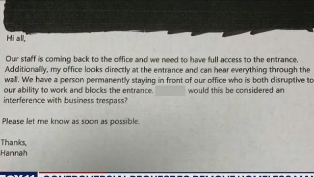 Councilman Mike Bonin's staff privately requests displacing homeless person living in front of office